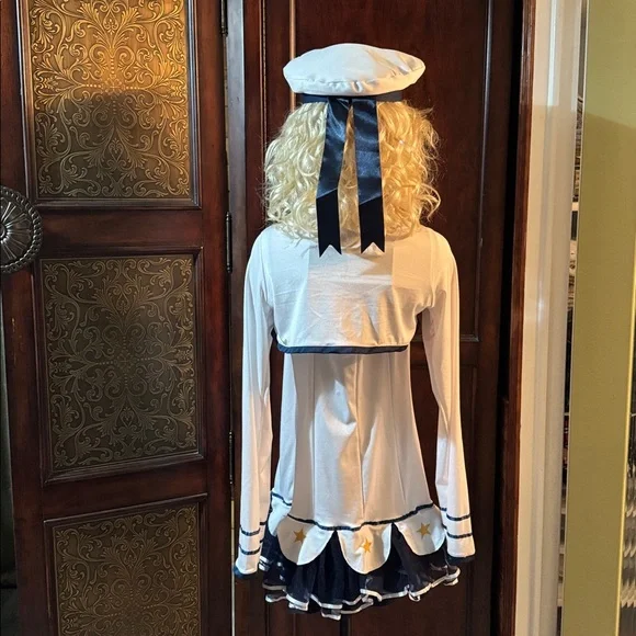 Nautical Navy and White Sailor Dress with Hat, jacket and stockings. Size S/M - Picture 6 of 10